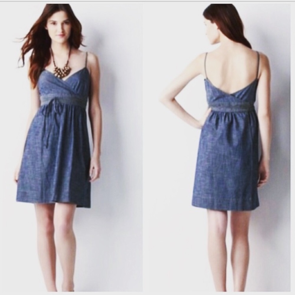 Ann Taylor Loft blue jean reverse wrap dress